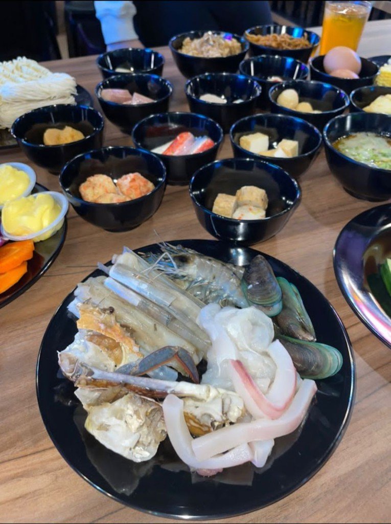 Seafood steamboat ingredients at Queen City